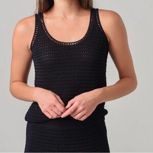 Vince Crochet Tank Top Womens Small in Black